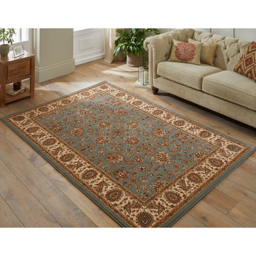 Grand Heritage GH102 Traditional Persian Classic Floral Vine Medallion Border Soft Stain-Resistant Durable Blue/Beige Rug-Concept Looms-Rug Love - The Most Loved Rug Store